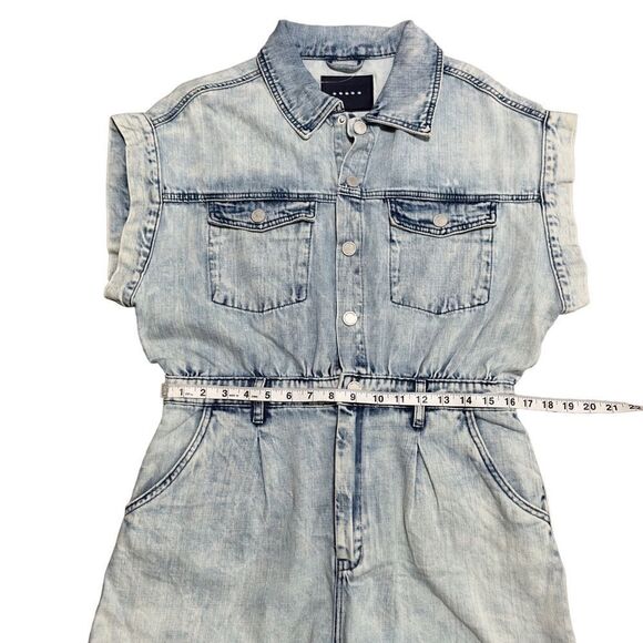 Blank NYC Light Wash Denim Short Sleeve Romper LARGE NWT - Picture 9 of 16